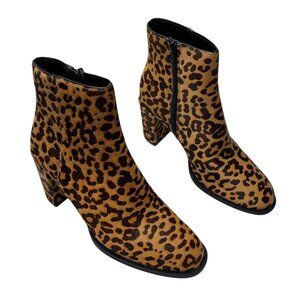 Steve Madden Womens Jozie Leopard Print Calf Hair Ankle Booties Size 7.5 M